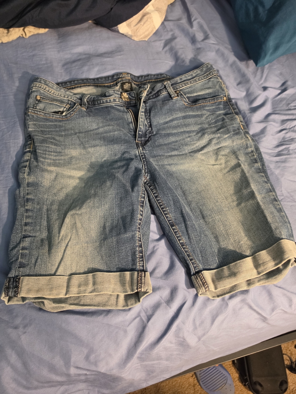 a.n.a Light Blue Rolled-Hem Denim Shorts